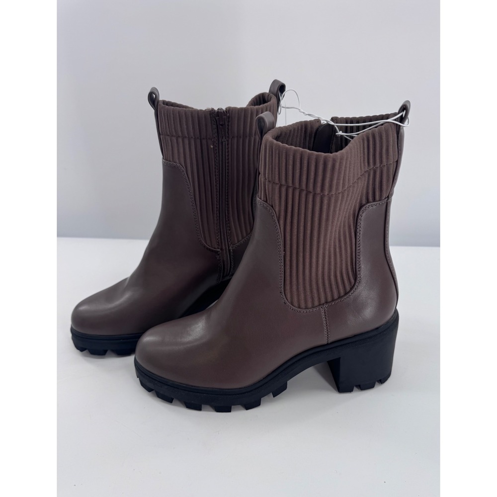 Universal Thread Natasha Boots Taupe Brown Knit Sock Lug Sole Ankle Boot Sz 9